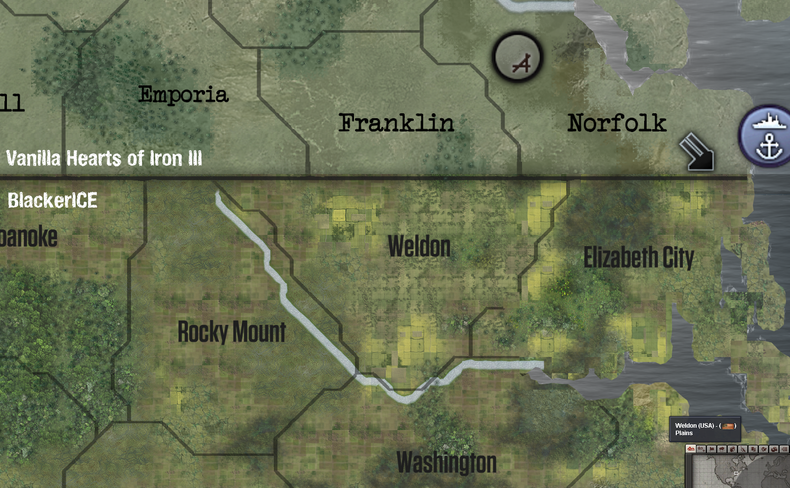 Comparing the map terrain between Vanilla HOI3 and BlackerICE